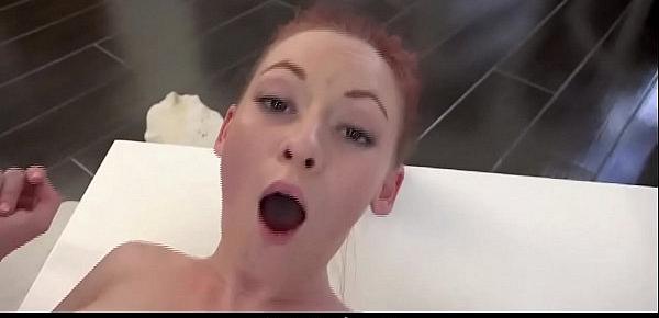  Horny Redhead Step Daughter Pops Her Pussy for Stepdad